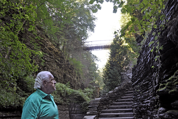 stairs leading to the suspension bridge